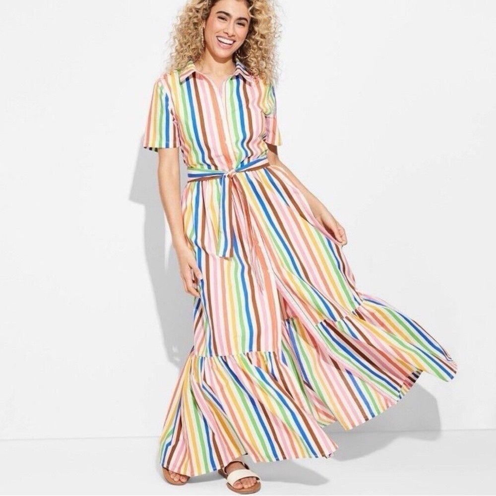 Colorful Striped Target Pride Dress XXL